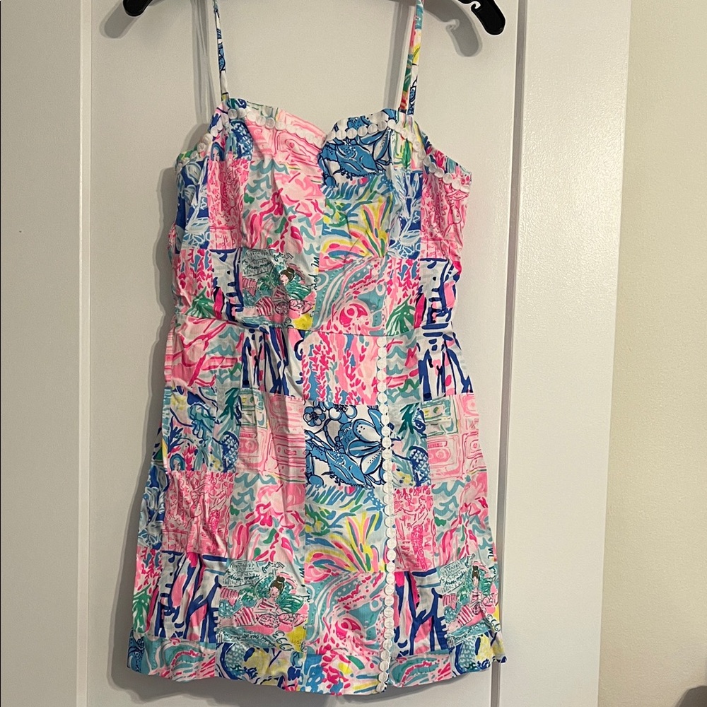 Lilly Pulitzer Pink and Blue Patchwork Mini Dress